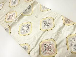 アンティーク　蜀江文に向かい鶴模様織出し袋帯（材料）